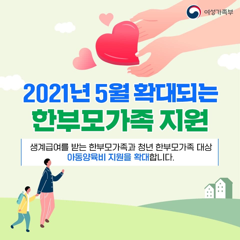 한부모가족 지원 2021년 5월 확대!!1